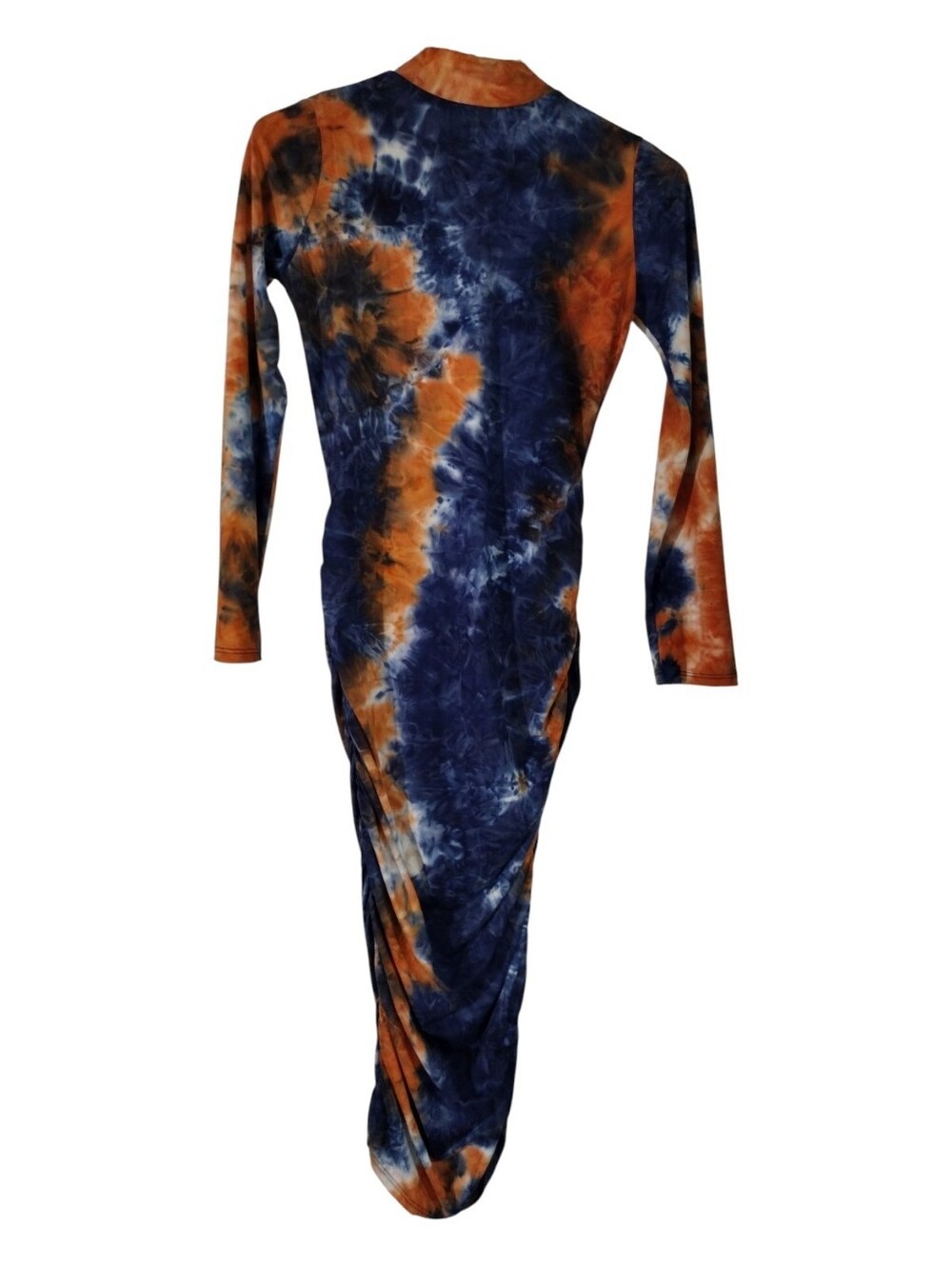 Tie-Dye Long Sleeve Bodycon Dress in Navy and Rust